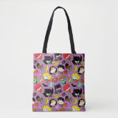 Chibi Justice League Pattern over Paars Tote Bag (Voorkant)