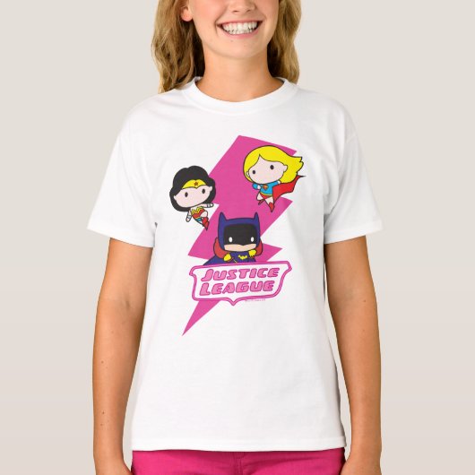 Chibi Justice League Pink Lightning T-shirt (Voorkant)