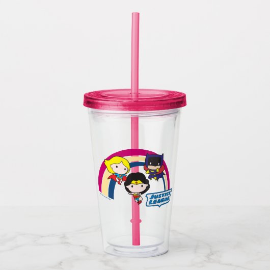 Chibi Justice League Rainbow 2 Acryl Drinkbeker (Voorkant)