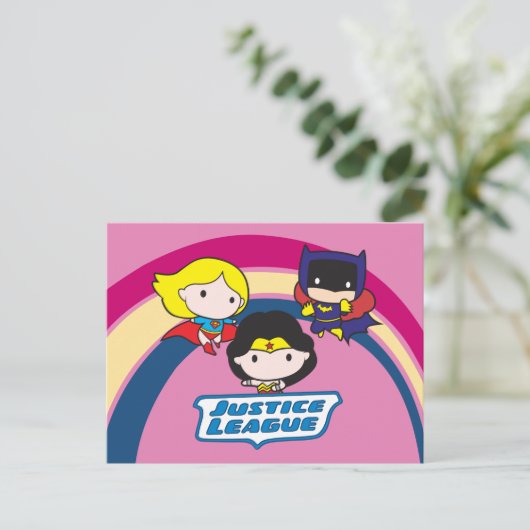 Chibi Justice League Rainbow Briefkaart (Staand voorkant)