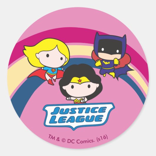 Chibi Justice League Rainbow Ronde Sticker (Voorkant)
