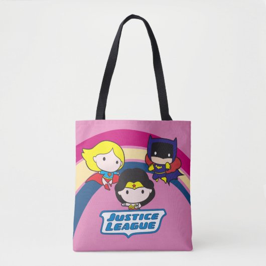 Chibi Justice League Rainbow Tote Bag (Voorkant)