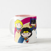 Chibi Justice League Rainbow Tweekleurige Koffiemok (Voorkant links)
