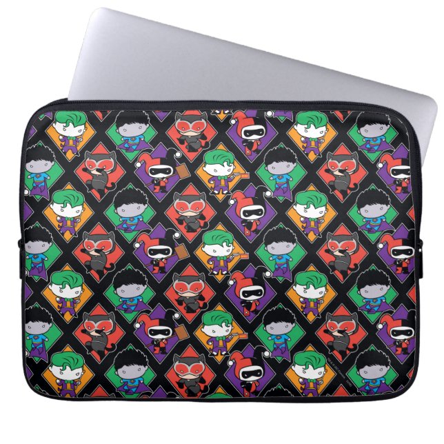 Chibi Justice League Villain Pattern Laptop Sleeve (Voorkant)