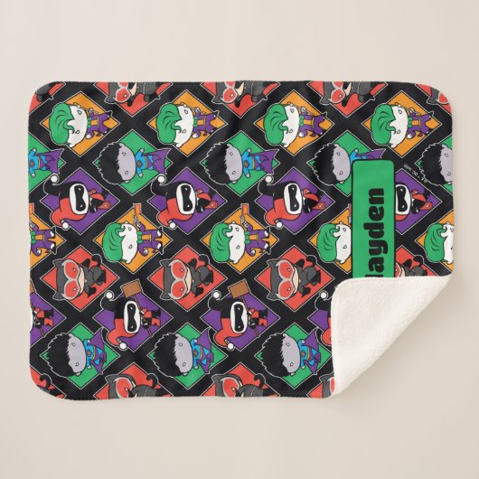 Chibi Justice League Villain Pattern Sherpa Deken (Voorkant (horizontaal))