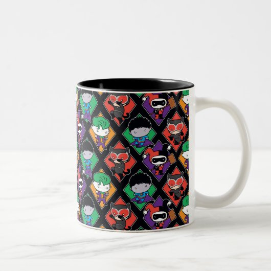 Chibi Justice League Villain Pattern Tweekleurige Koffiemok (Rechts)