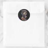Chibi karakter dragen skelet halloween kostuum ronde sticker (Tas)