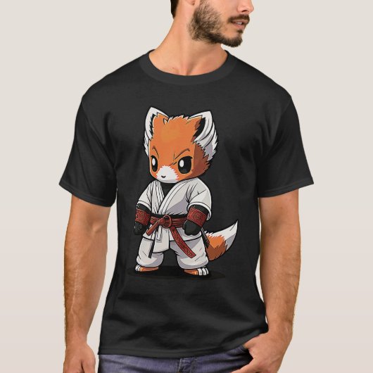 Chibi Karate Fox in Keikogi Japans Karateka Fox T-shirt (Voorkant)
