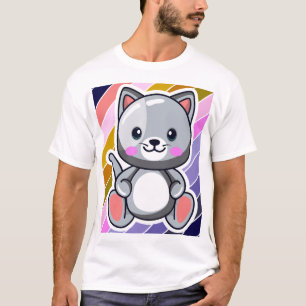 Chibi Kat Kawaii Anime Lieve Grijze Kitten Kunst T-shirt