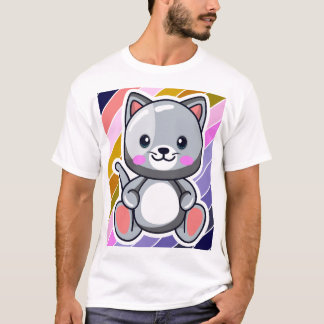 Chibi Kat Kawaii Anime Lieve Grijze Kitten Kunst T-shirt