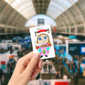 chibi kat meisje badge