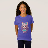 Chibi Kat Meisje in Turquoise Jurk (Voorkant volledig)