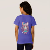 Chibi Kat Meisje in Turquoise Jurk (Achterkant volledig)