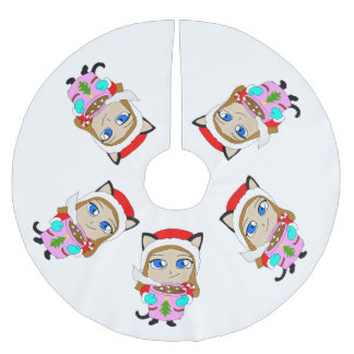 chibi kat meisje kerstboom rok