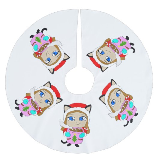 chibi kat meisje kerstboom rok (Voorkant)