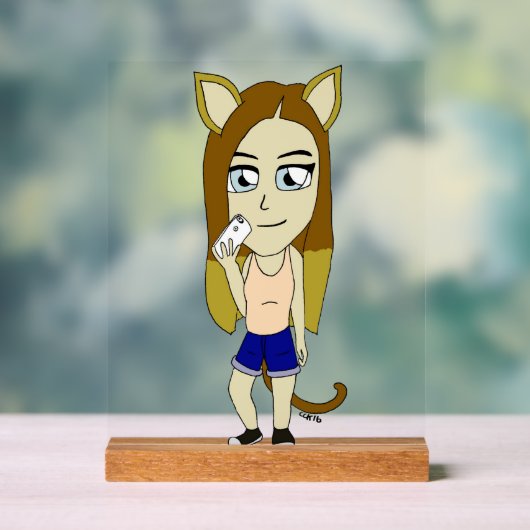 Chibi Katgirl Acryl Bord (Neutraal)