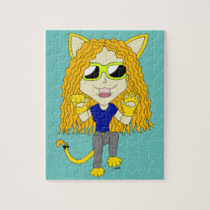 Chibi kattenmeisje met poten legpuzzel