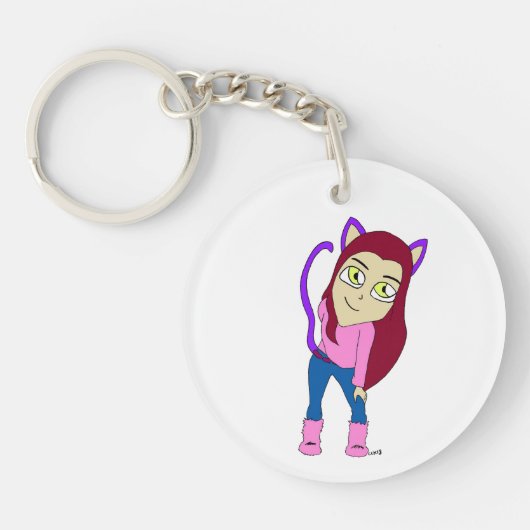 chibi kattenmeisje sleutelhanger (Voorkant)
