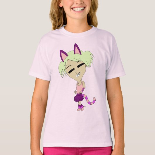 chibi kattenmeisje   t-shirt (Voorkant)