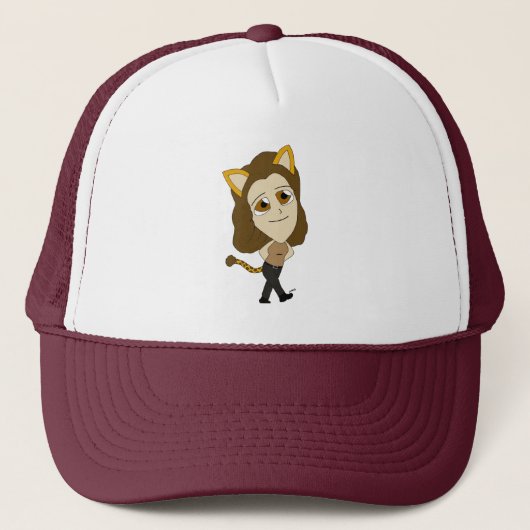 chibi kattenmeisje trucker pet (Voorkant)