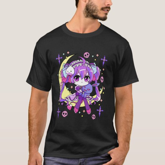 Chibi Kawaii Anime Pastel Gothic voor T-shirt (Voorkant)
