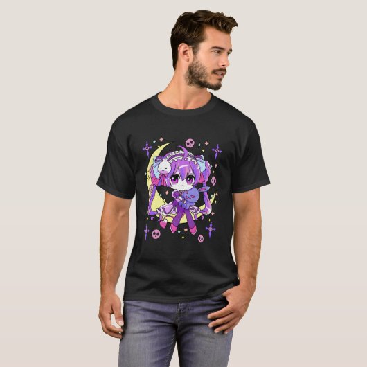 Chibi Kawaii Anime Pastel Gothic voor T-shirt (Voorkant volledig)