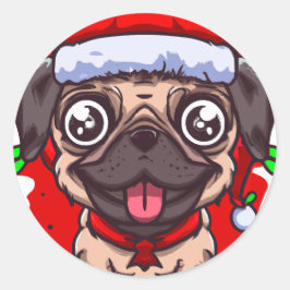 Chibi Kawaii Dog Pug Kerstmis Sticker