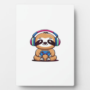 Chibi Kawaii Luiaard Gamer � Cute Grappige Dieren Fotoplaat