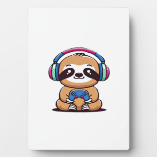 Chibi Kawaii Luiaard Gamer � Schattig Grappig Dier Fotoplaat