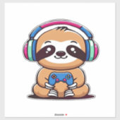 Chibi Kawaii Sloth Gamer � Cute Funny Animal with  Sticker (Vel)