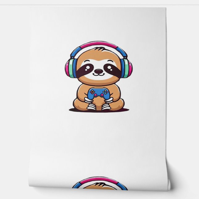 Chibi Kawaii Sloth Gamer - Schattige grappig dier  Behang (Afrollen)