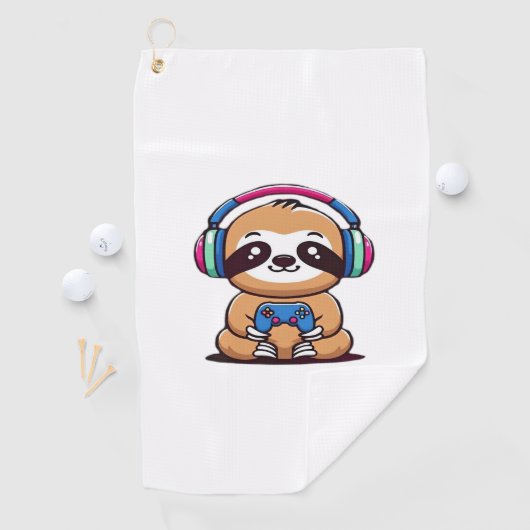 Chibi Kawaii Sloth Gamer - Schattige grappig dier  Golfhanddoek (Insitu)