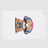 Chibi Kawaii Sloth Gamer - Schattige grappig dier  Golfhanddoek (Horizontaal)