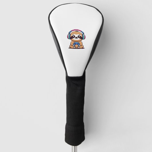 Chibi Kawaii Sloth Gamer - Schattige grappig dier Golfheadcover (Voorkant)
