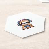 Chibi Kawaii Sloth Gamer - Schattige grappig dier  Kartonnen Onderzetters (Schuin)