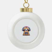 Chibi Kawaii Sloth Gamer - Schattige grappig dier  Keramische Bal Ornament (Voorkant)