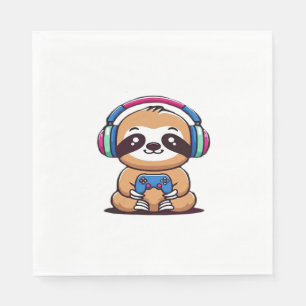 Chibi Kawaii Sloth Gamer - Schattige grappig dier Servet