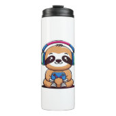 Chibi Kawaii Sloth Gamer - Schattige grappig dier  Thermosbeker (Voorkant)