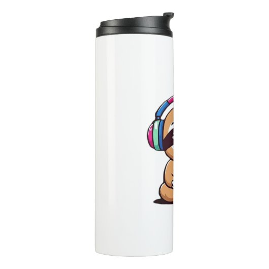 Chibi Kawaii Sloth Gamer - Schattige grappig dier  Thermosbeker (Gedraaid links)