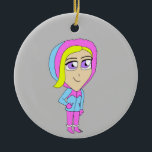 chibi keramisch ornament<br><div class="desc">Een winterjas dragen.</div>