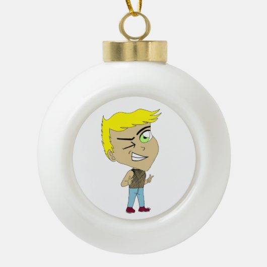 chibi keramische bal ornament (Voorkant)