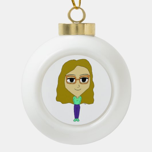 chibi keramische bal ornament (Voorkant)