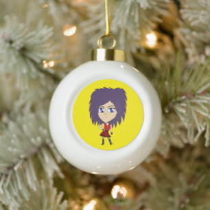 chibi keramische bal ornament