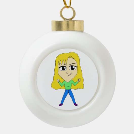 chibi keramische bal ornament (Voorkant)