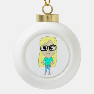 chibi keramische bal ornament