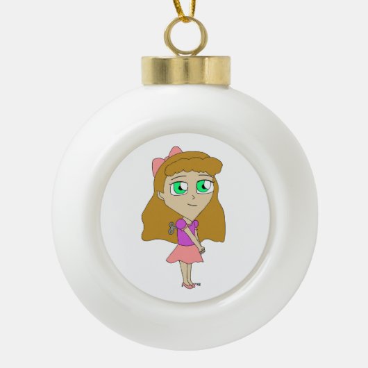 chibi keramische bal ornament (Voorkant)