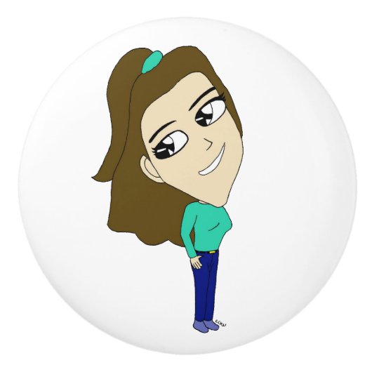 chibi keramische knop (Voorkant)