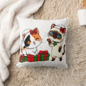 Chibi Kerstkatten met Cadeaus Kussen (Deken)