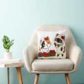 Chibi Kerstkatten met Cadeaus Kussen (Stoel)