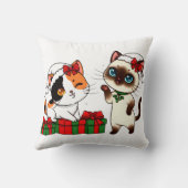 Chibi Kerstkatten met Cadeaus Kussen (Achterkant)